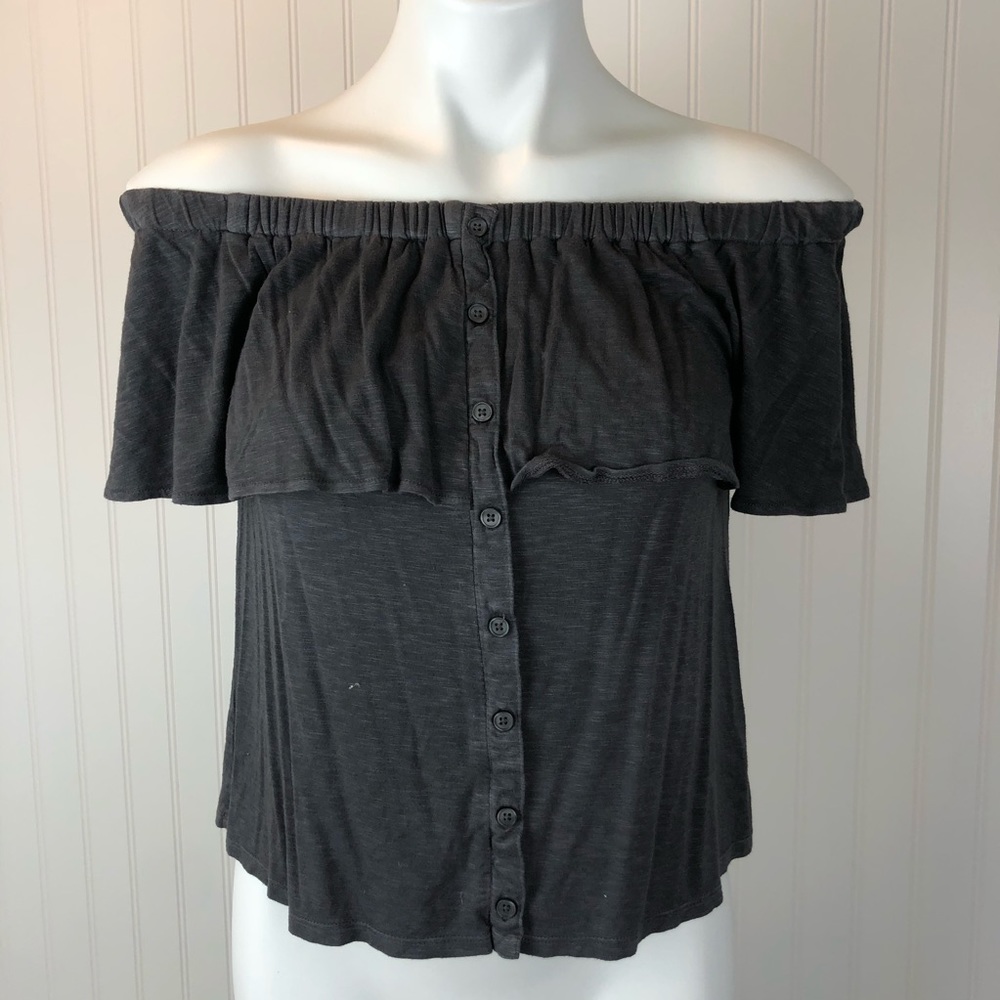AEO Gray Off the Shoulder Top